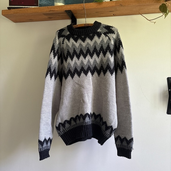KNIT Sweater warm grey pattern size Large BARRAGE western - Picture 1 of 7